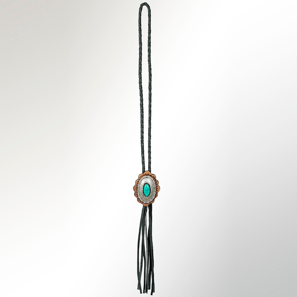 American Darling ADJW106B Braided Genuine Leather Jewelry Necklace with Concho