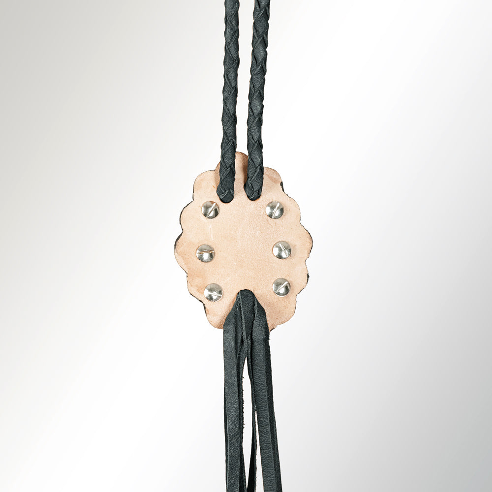 American Darling ADJW106B Braided Genuine Leather Jewelry Necklace with Concho
