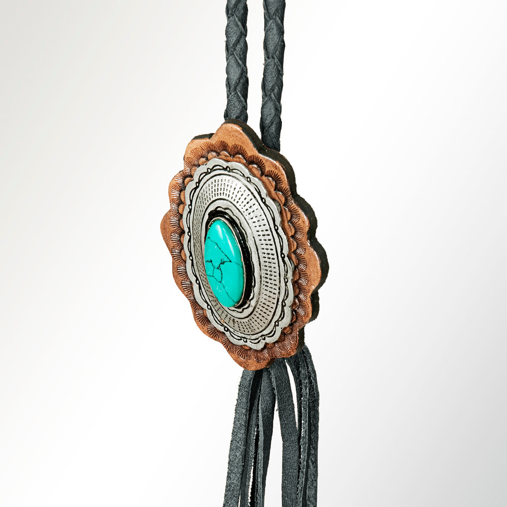 American Darling ADJW106B Braided Genuine Leather Jewelry Necklace with Concho