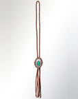 American Darling ADJW106C Braided Genuine Leather Jewelry Necklace with Concho