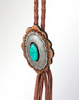 American Darling ADJW106C Braided Genuine Leather Jewelry Necklace with Concho