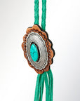 American Darling ADJW106D Braided Genuine Leather Jewelry Necklace with Concho
