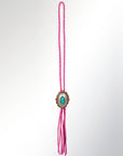 American Darling ADJW106E Braided Genuine Leather Jewelry Necklace with Concho