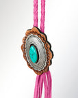 American Darling ADJW106E Braided Genuine Leather Jewelry Necklace with Concho