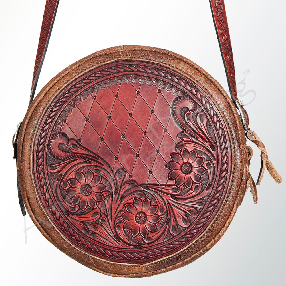 American Darling ADBGK116 Canteen Hand Tooled Genuine Leather Women Bag Western Handbag Purse