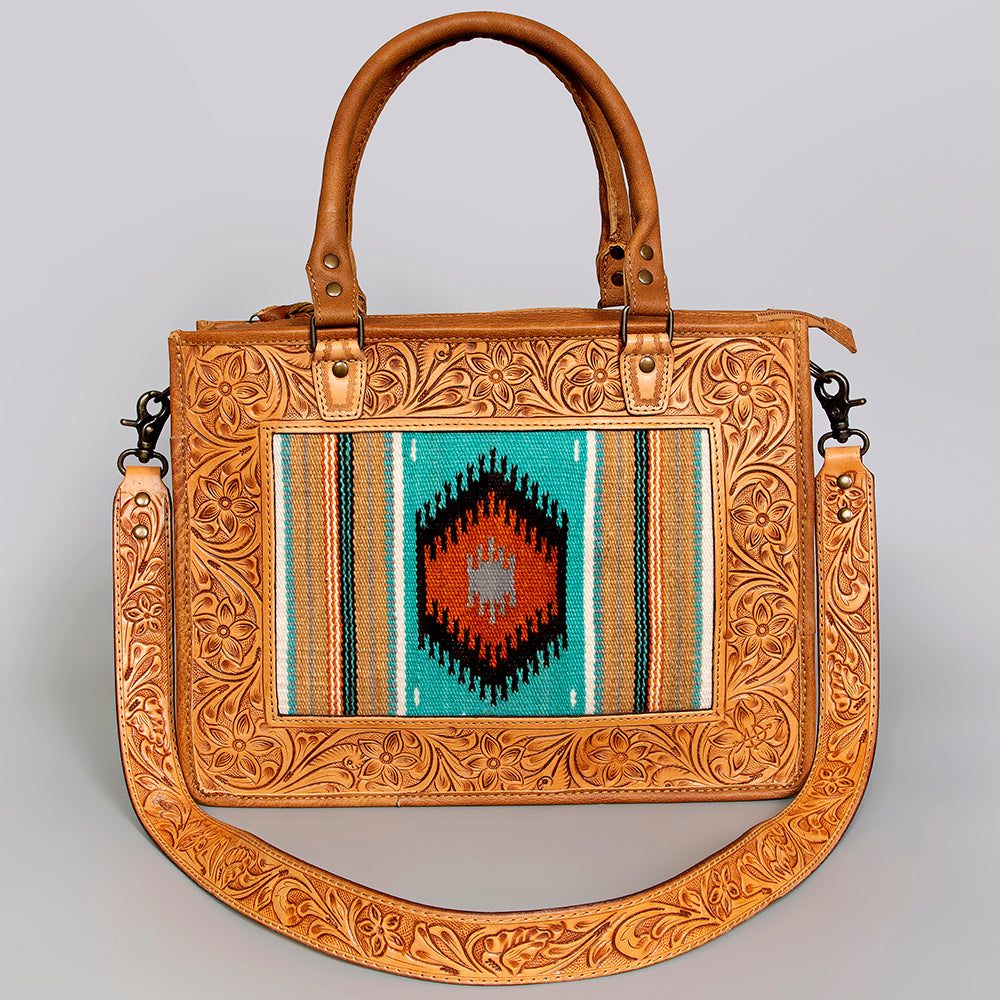 American Darling ADBG582A Tote Hand Tooled Saddle Blanket Genuine Leather Women Bag Western Handbag Purse