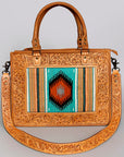 American Darling ADBG582A Tote Hand Tooled Saddle Blanket Genuine Leather Women Bag Western Handbag Purse