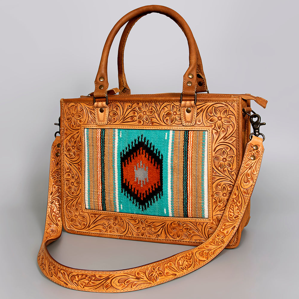American Darling ADBG582A Tote Hand Tooled Saddle Blanket Genuine Leather Women Bag Western Handbag Purse