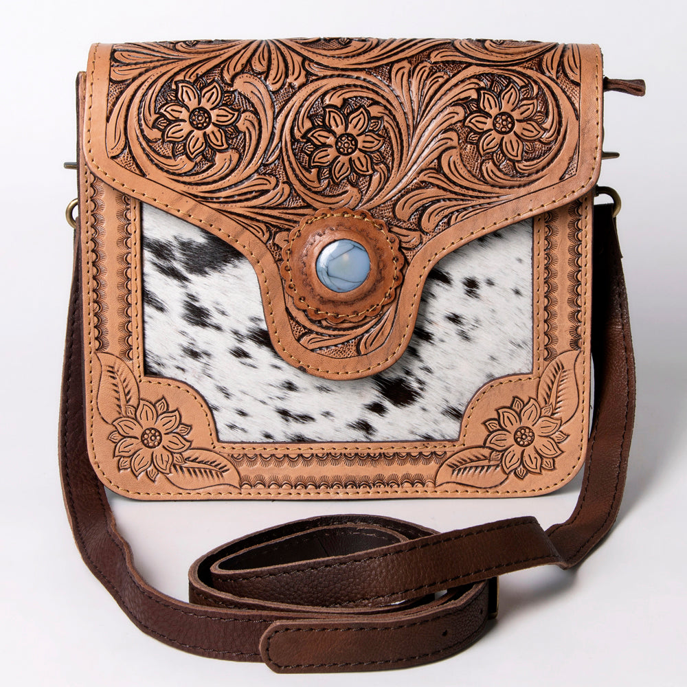 American Darling ADBGD123 Crossbody Hand Tooled Hair-On Genuine Leather Women Bag Western Handbag Purse