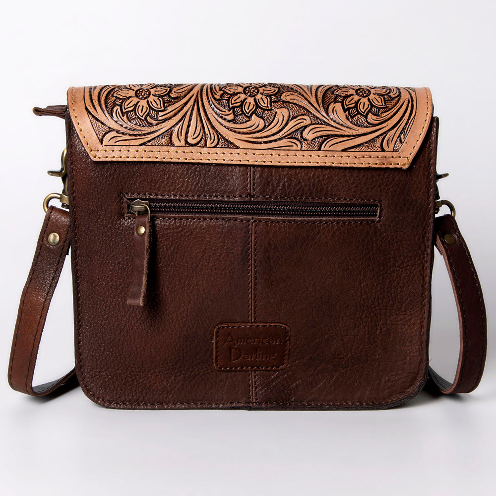 American Darling ADBGD123 Crossbody Hand Tooled Hair-On Genuine Leather Women Bag Western Handbag Purse