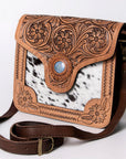 American Darling ADBGD123 Crossbody Hand Tooled Hair-On Genuine Leather Women Bag Western Handbag Purse