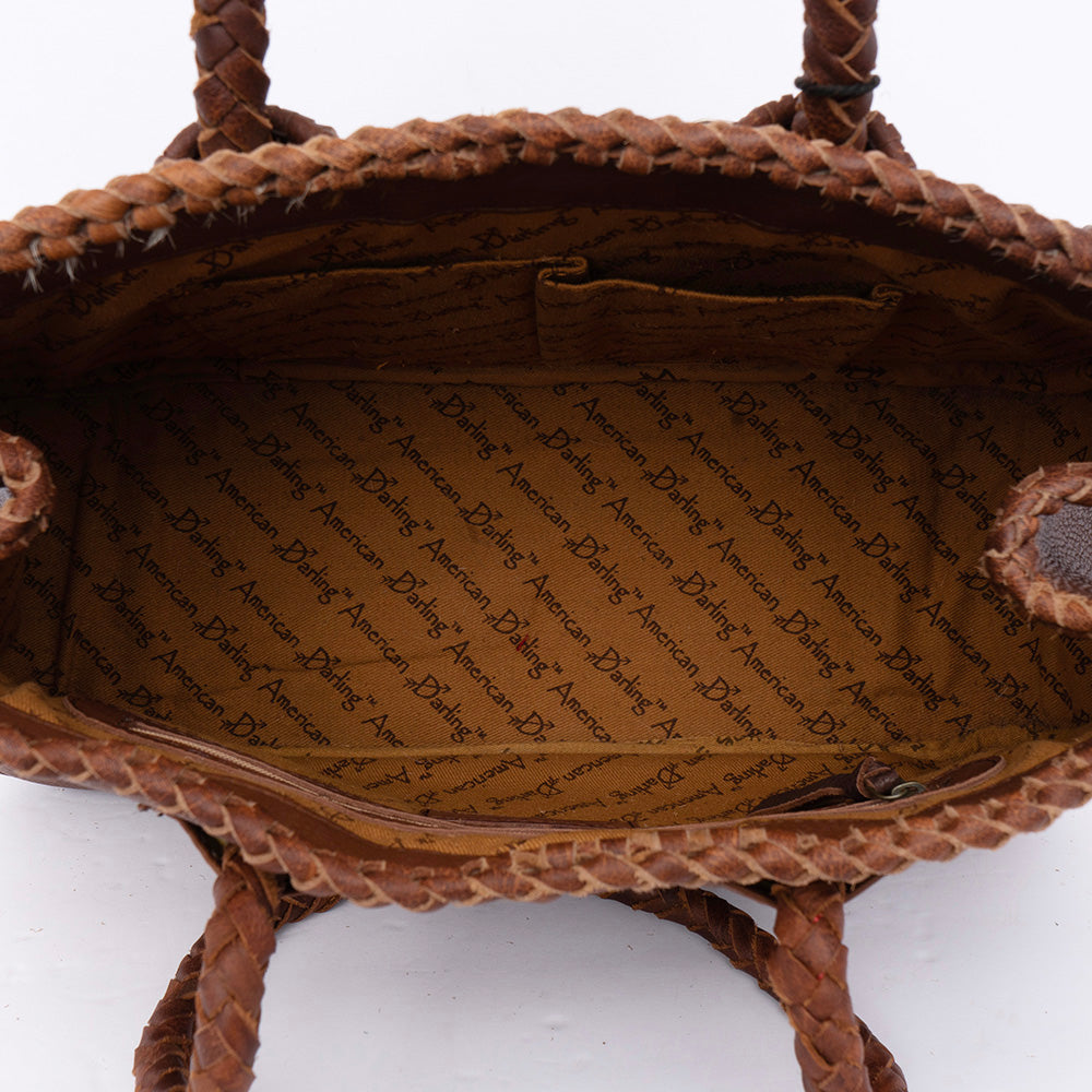 ADBGD127A American Darling Hand Tooled Hair On Genuine Leather Women Bag Western Handbag Purse