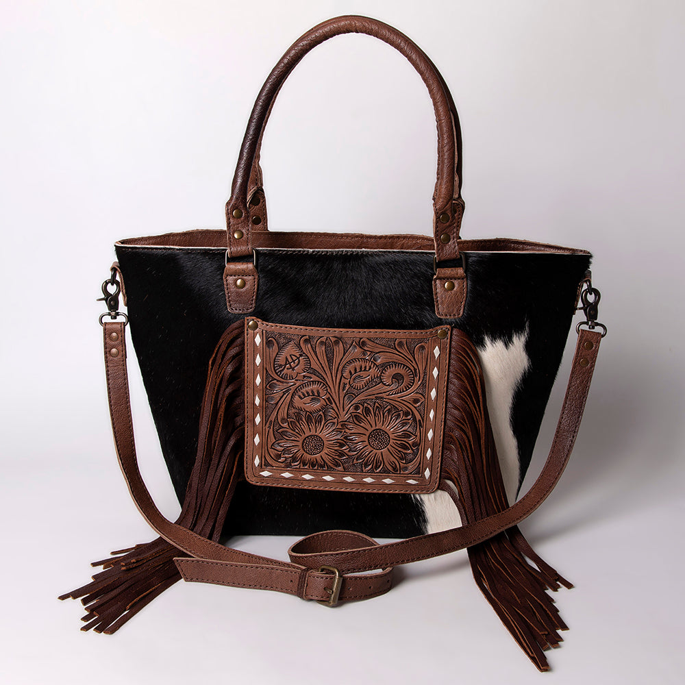 American Darling ADBG663 Tote Hand Tooled Hair-On Genuine Leather Women Bag Western Handbag Purse