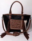 American Darling ADBG663 Tote Hand Tooled Hair-On Genuine Leather Women Bag Western Handbag Purse