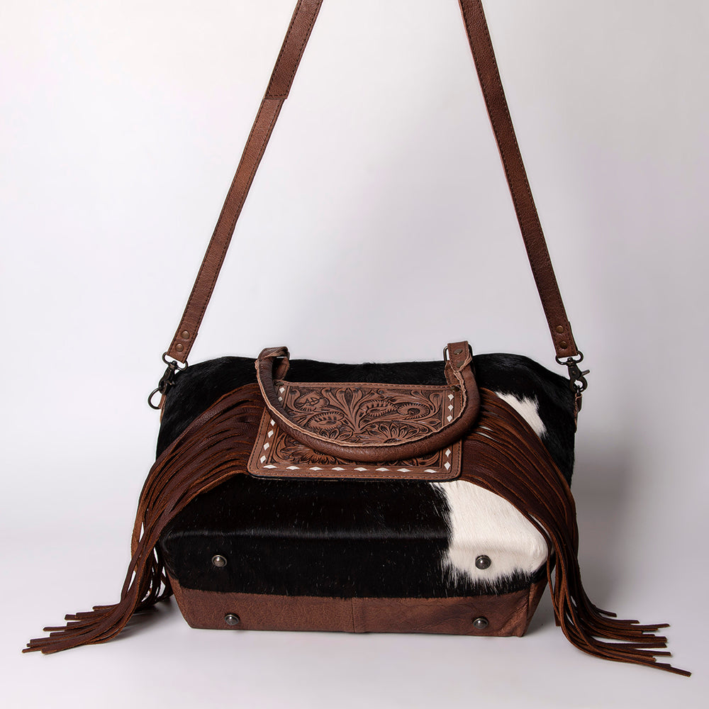 American Darling ADBG663 Tote Hand Tooled Hair-On Genuine Leather Women Bag Western Handbag Purse