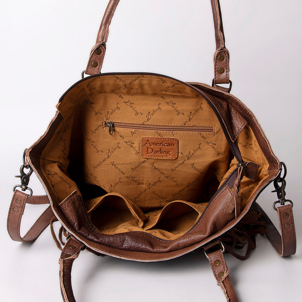 American Darling ADBG663 Tote Hand Tooled Hair-On Genuine Leather Women Bag Western Handbag Purse