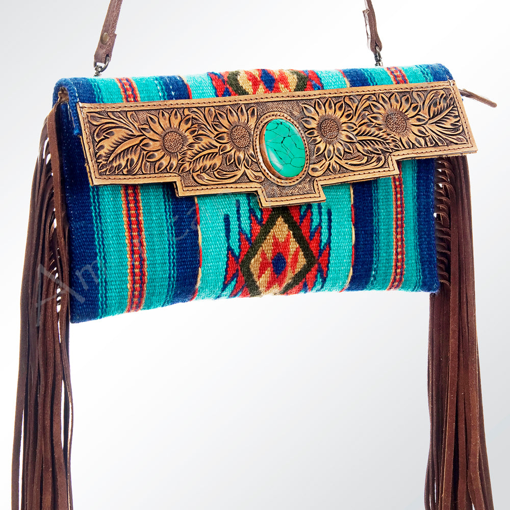 American Darling Hand Tooled Saddle Blanket Genuine Leather Women Bag Western Handbag Purse