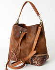 American Darling Tote Hand Tooled Hair On Genuine Leather Women Bag Western Handbag Purse