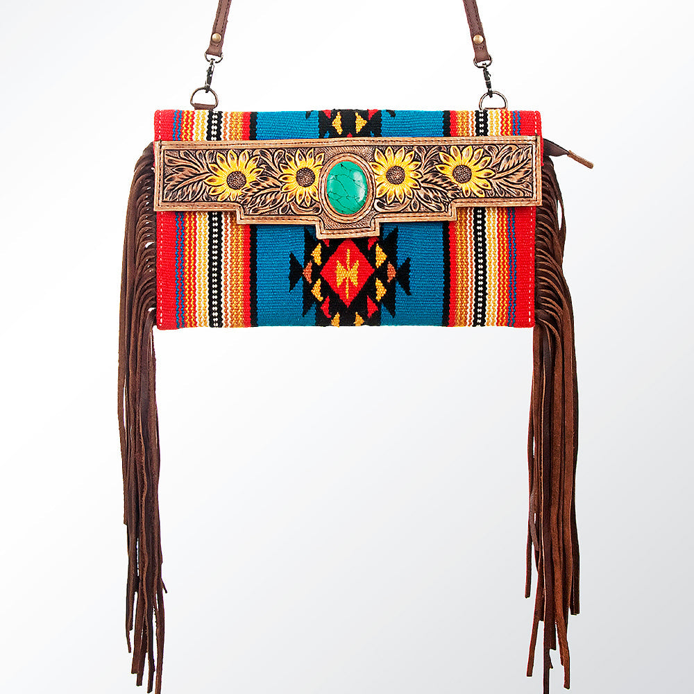 American Darling Hand Tooled Saddle Blanket Genuine Leather Women Bag Western Handbag Purse