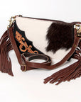 American Darling ADBGA160 Crossbody Hand Tooled Hair-On Genuine Leather Women Bag Western Handbag Purse