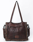 Spaghetti Western Swc133Brn Tote Vintage Handmade Drum Dyed Genuine European Cowhide Leather Women Bag Western Handbag Purse