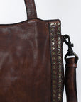 Spaghetti Western Swc133Brn Tote Vintage Handmade Drum Dyed Genuine European Cowhide Leather Women Bag Western Handbag Purse
