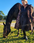 Chocolate Brown Duck Down Riding Coat with Velvet Collar