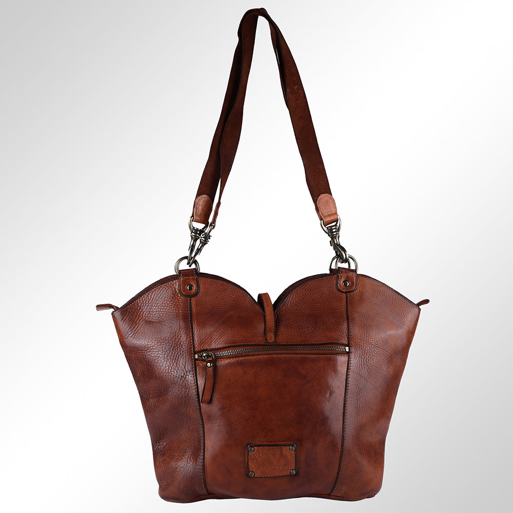 Spaghetti Western Swc136Btan Hobo Vintage Handmade Drum Dyed Genuine European Cowhide Leather Women Bag Western Handbag Purse