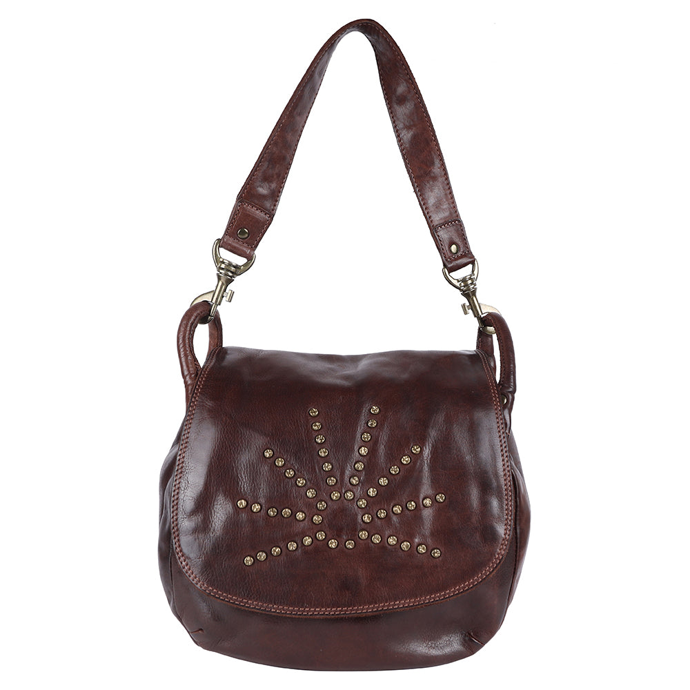 Spaghetti Western Swc156Brn Cross Body I Vintage Handmade Drum Dyed Genuine European Cowhide Leather Women Bag Western Handbag Purse