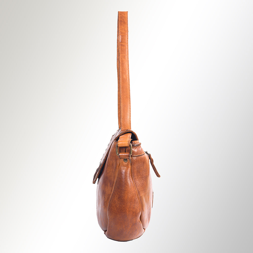 Spaghetti Western Swc165Tan Envelope Vintage Handmade Drum Dyed Genuine European Cowhide Leather Women Bag Western Handbag Purse