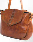 Spaghetti Western Swc165Tan Envelope Vintage Handmade Drum Dyed Genuine European Cowhide Leather Women Bag Western Handbag Purse