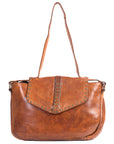 Spaghetti Western Swc165Tan Envelope Vintage Handmade Drum Dyed Genuine European Cowhide Leather Women Bag Western Handbag Purse