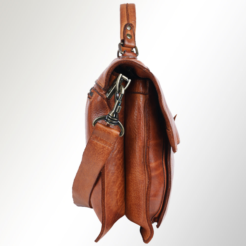 Spaghetti Western Swc171Tan Briefcase Vintage Handmade Drum Dyed Genuine European Cowhide Leather Women Bag Western Handbag Purse