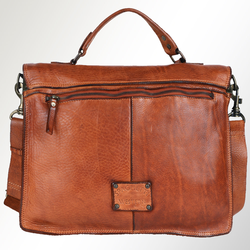 Spaghetti Western Swc171Tan Briefcase Vintage Handmade Drum Dyed Genuine European Cowhide Leather Women Bag Western Handbag Purse