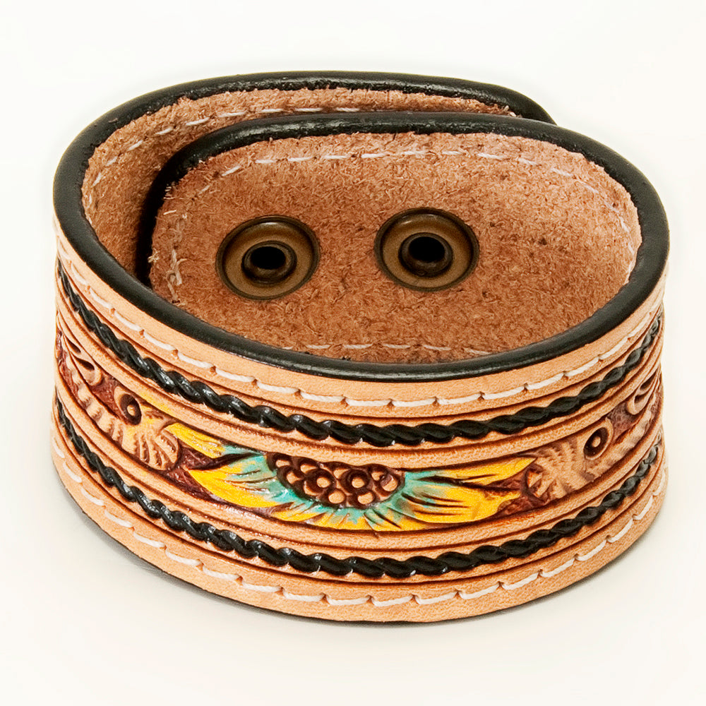 American Darling ADBRF152 Hand tooled carved Genuine Leather Bracelet women