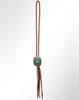 American Darling ADJW107C Braided Genuine Leather Jewelry Necklace with Concho