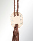 American Darling ADJW107C Braided Genuine Leather Jewelry Necklace with Concho