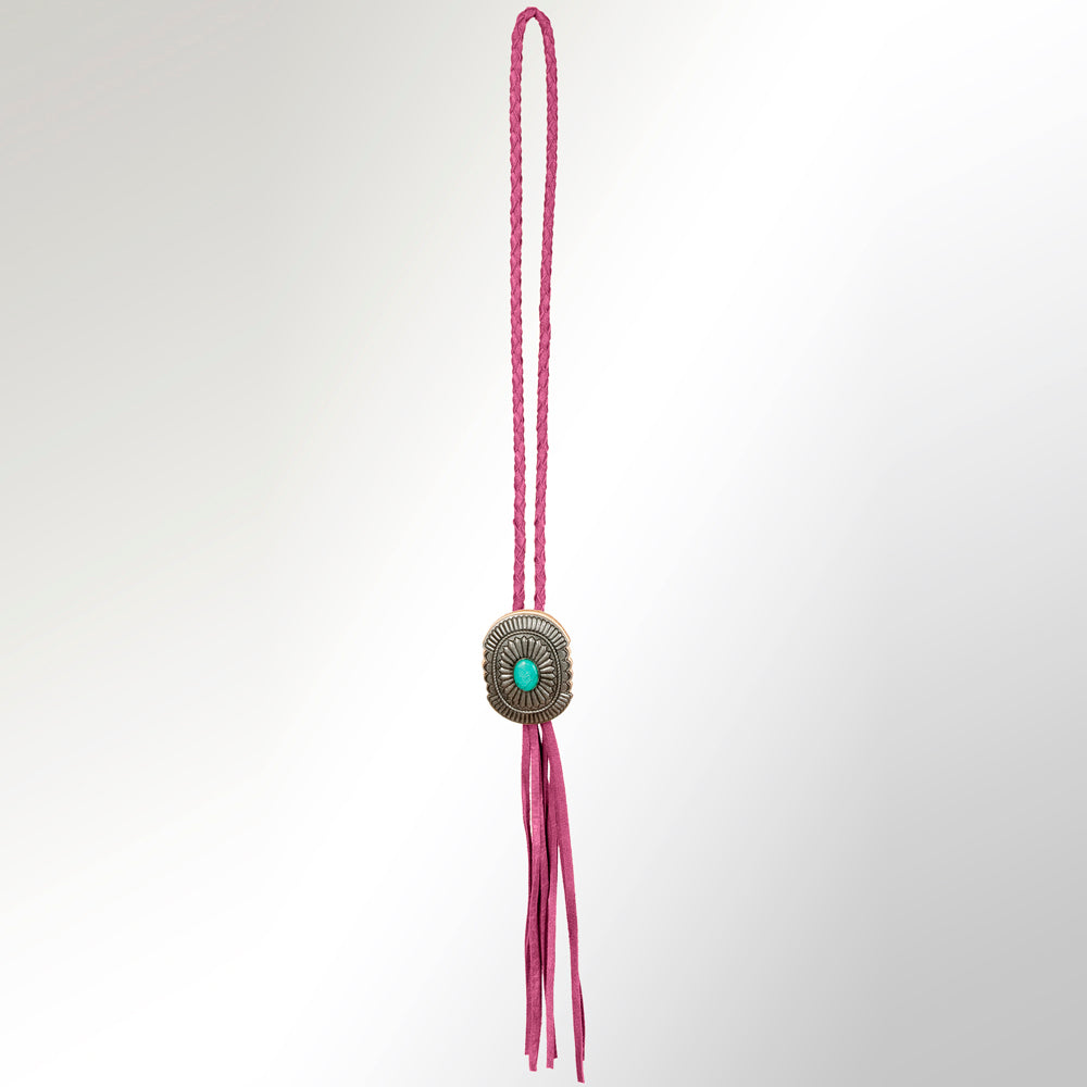 American Darling ADJW107E Braided Genuine Leather Jewelry Necklace with Concho