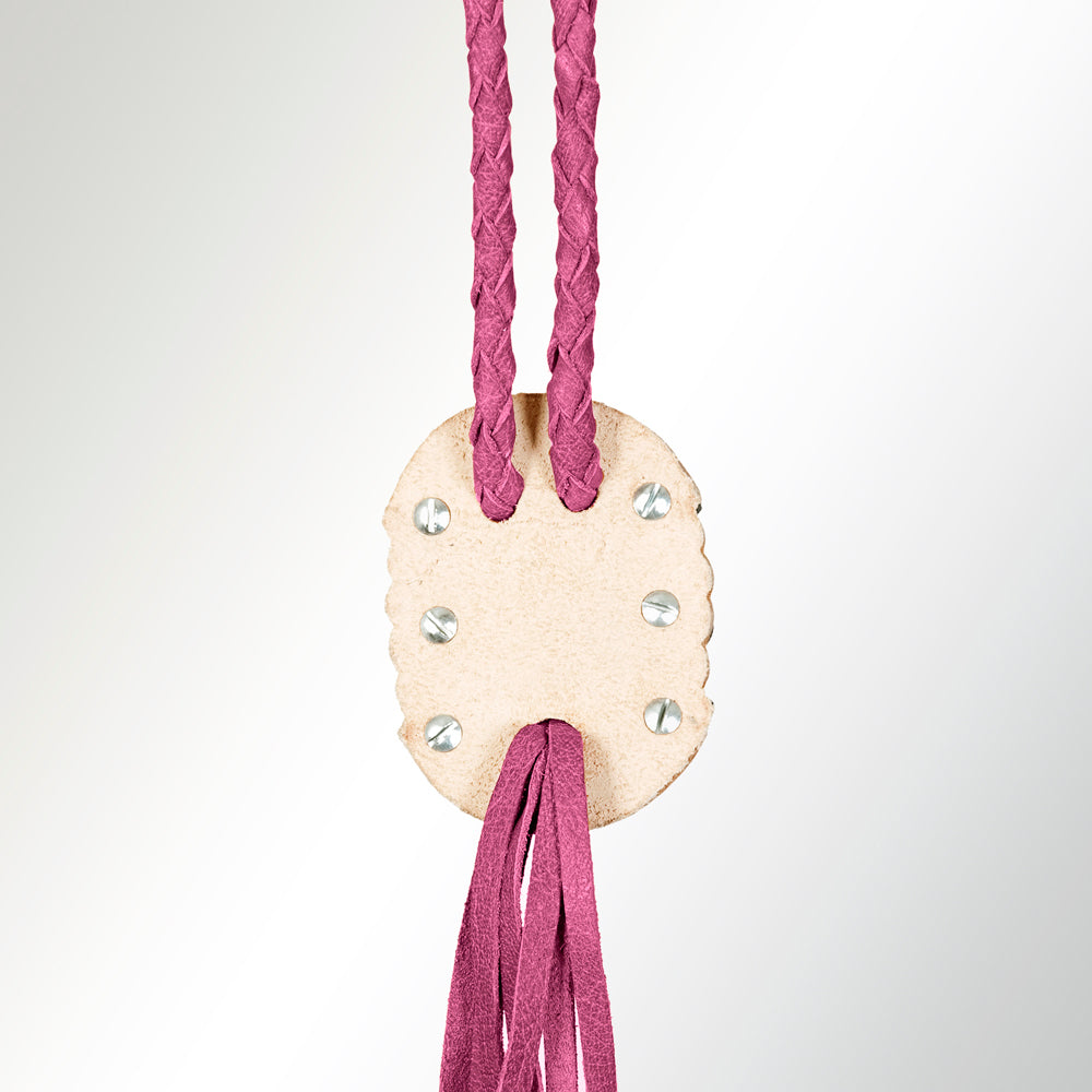 American Darling ADJW107E Braided Genuine Leather Jewelry Necklace with Concho