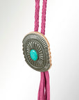 American Darling ADJW107E Braided Genuine Leather Jewelry Necklace with Concho