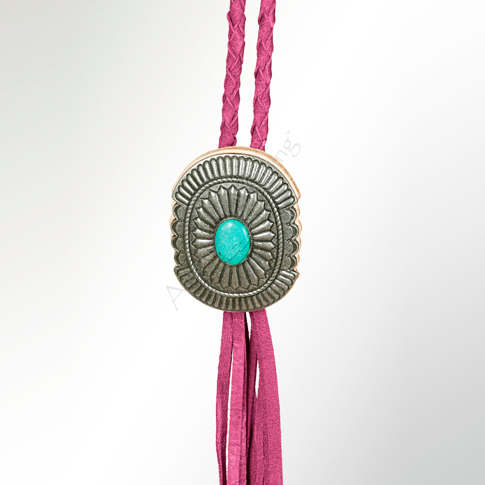 American Darling ADJW107E Braided Genuine Leather Jewelry Necklace with Concho