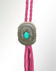 American Darling ADJW107E Braided Genuine Leather Jewelry Necklace with Concho
