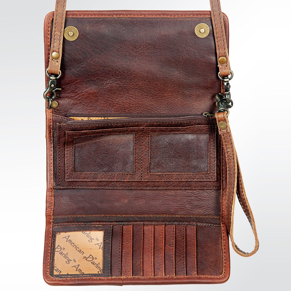 American Darling ADBG486A Wallet Hand Tooled Genuine Leather Women Bag Western Handbag Purse