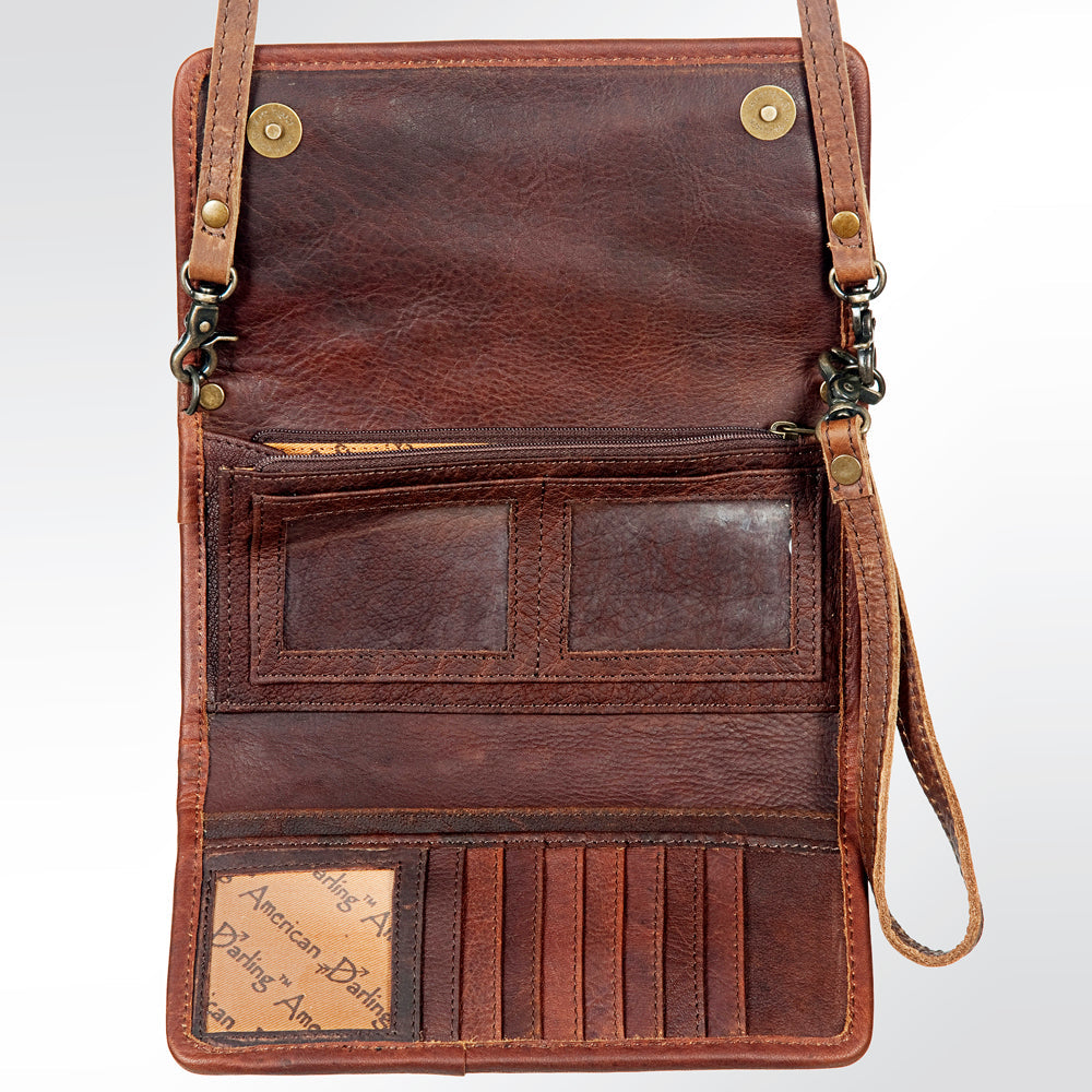 American Darling ADBG486A Wallet Hand Tooled Genuine Leather Women Bag Western Handbag Purse