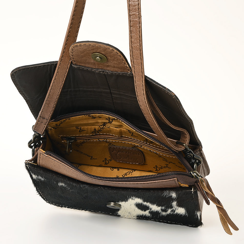 ADBG681A American Darling Hand Tooled Hair On Genuine Leather Women Bag Western Handbag Purse