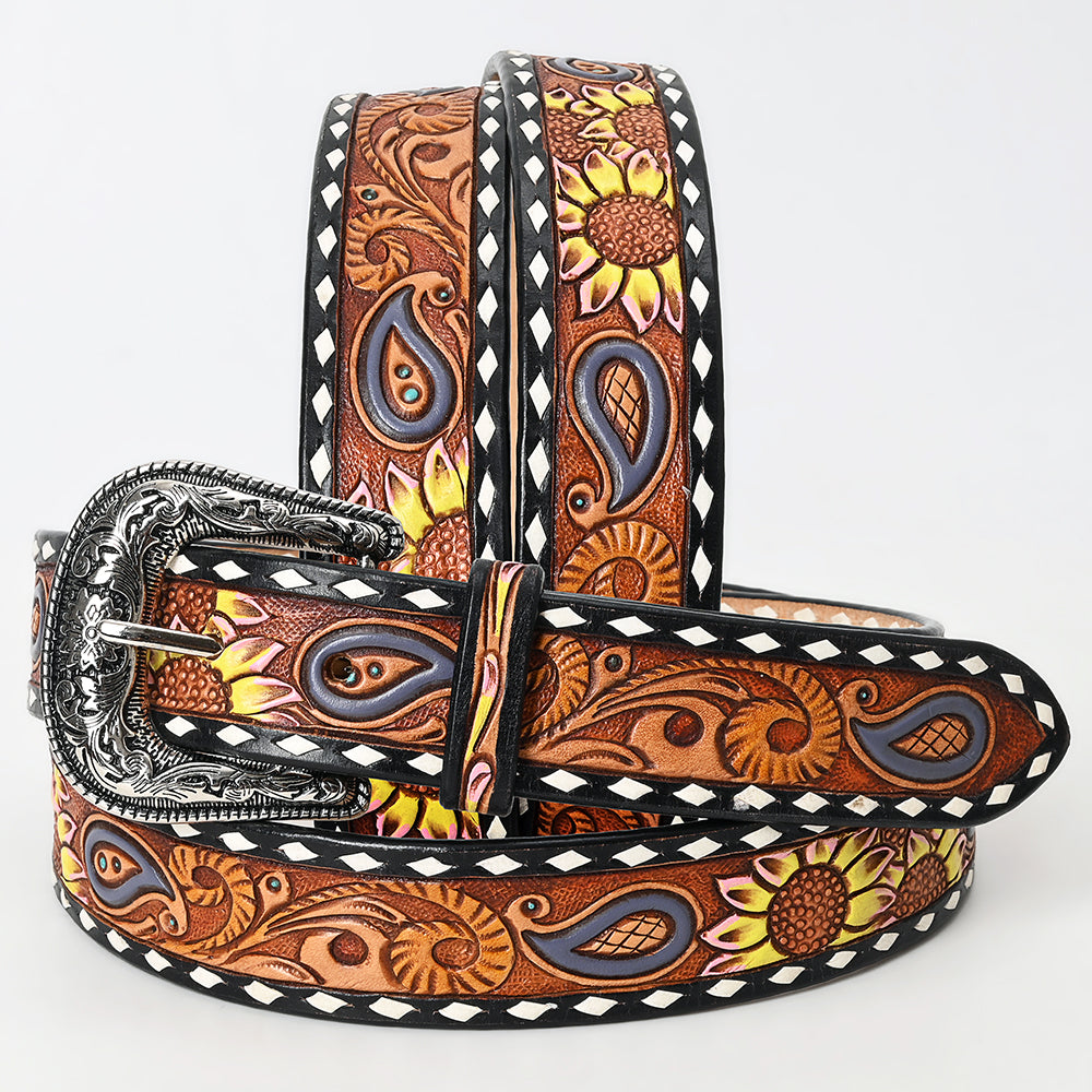 American Darling ADBLF116-L Beautifully Hand Tooled Genuine American Leather Belt Men and  Women