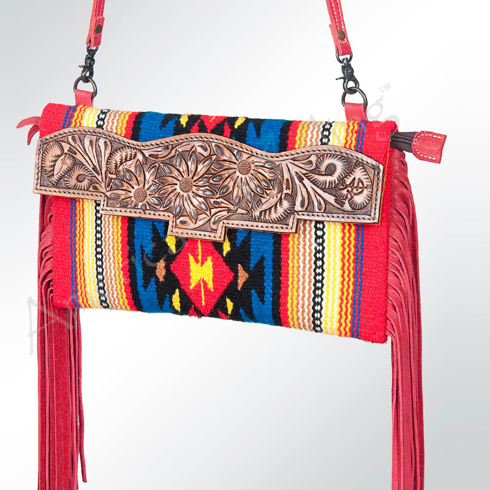American Darling Hand Tooled Saddle Blanket Genuine Leather Women Bag Western Handbag Purse