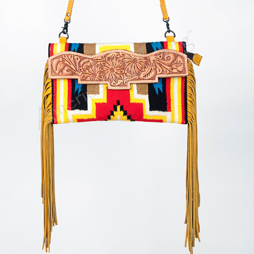 American Darling Hand Tooled Saddle Blanket Genuine Leather Women Bag Western Handbag Purse
