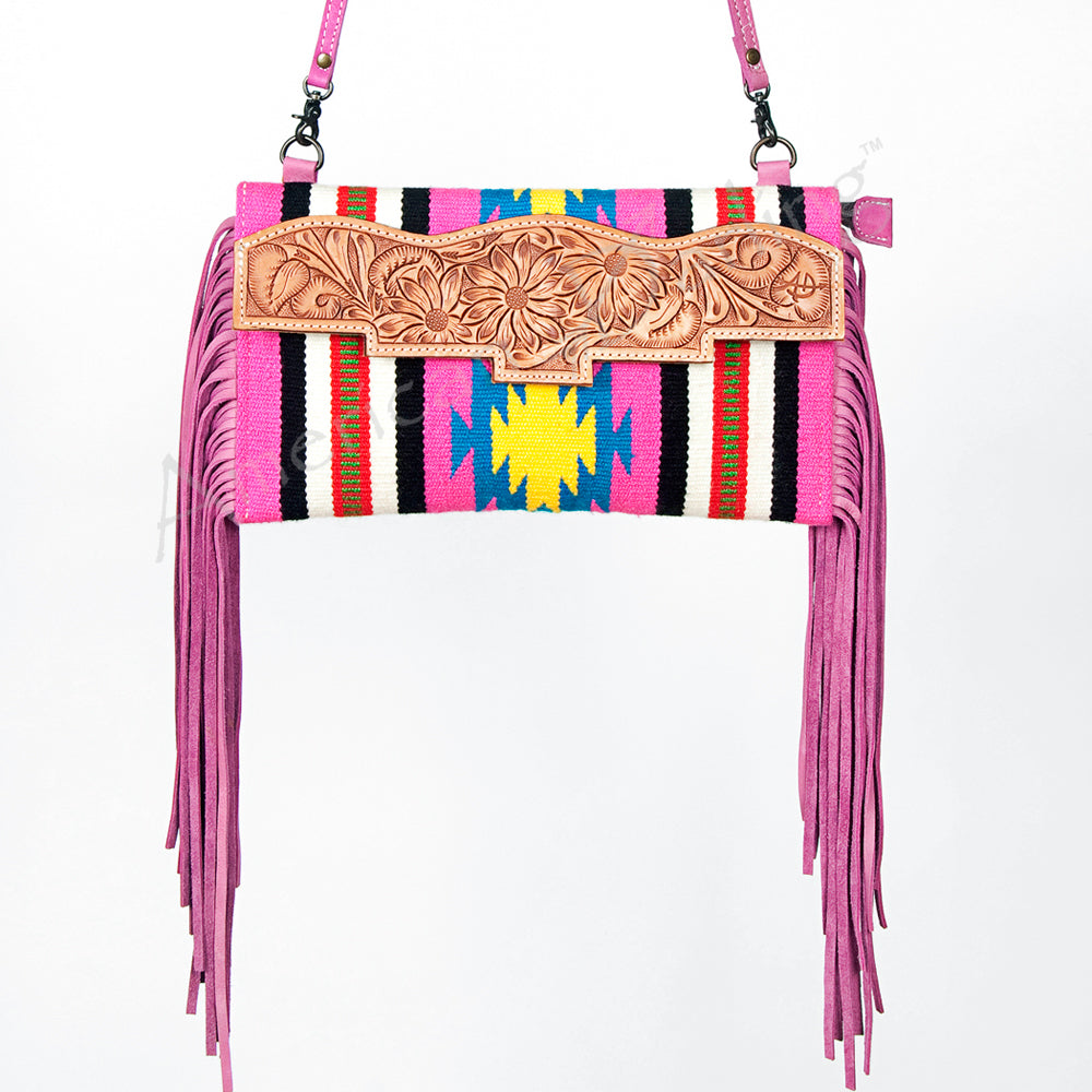 American Darling Hand Tooled Saddle Blanket Genuine Leather Women Bag Western Handbag Purse