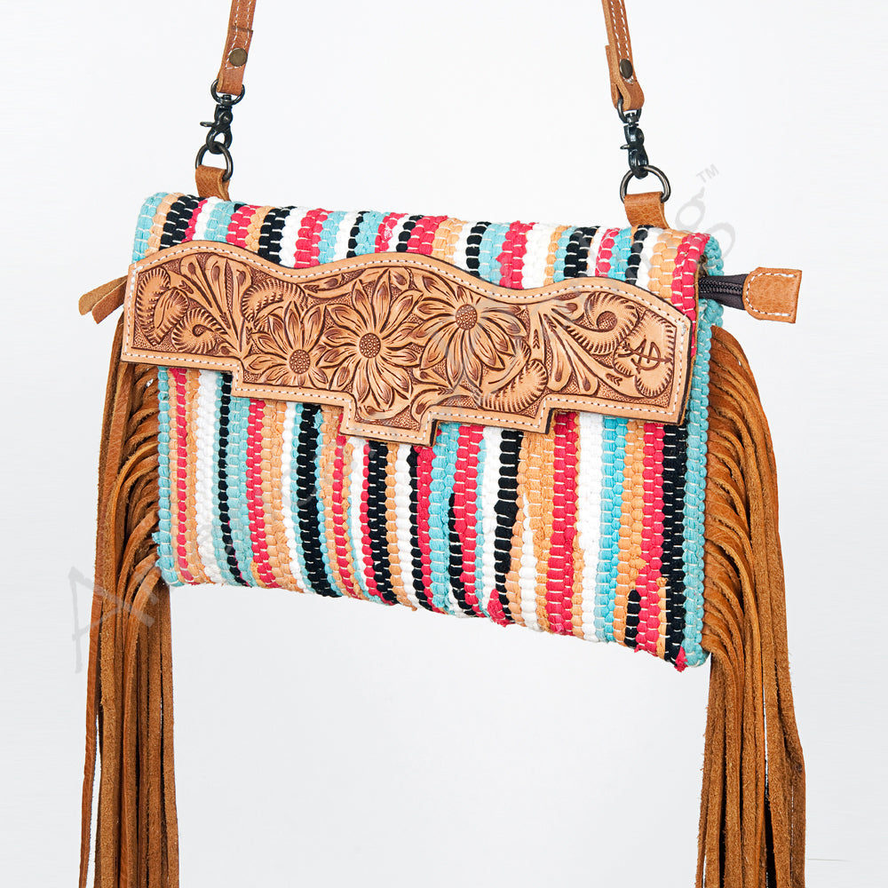 American Darling Hand Tooled Saddle Blanket Genuine Leather Women Bag Western Handbag Purse